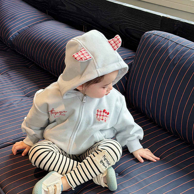 女童外套春秋季2026新款儿童春款韩版连帽卫衣女宝宝春装开衫上衣