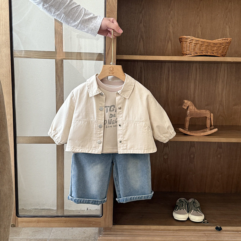 婴儿衣服春装男宝宝套装衬衫外套新款一岁婴幼儿春秋季洋气三件套