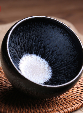 大师李英花雨油滴建盏主人杯茶杯茶盏纯全手工天目曜变铁胎单茶器