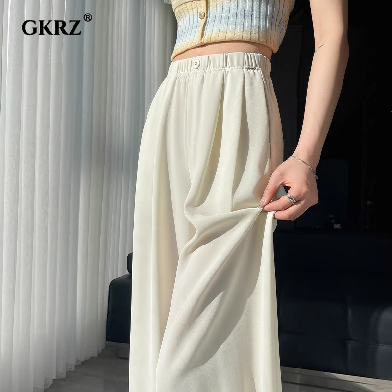 白色西装阔腿裤女夏季薄款2025新款宽松显瘦垂感高级感凉凉休闲裤