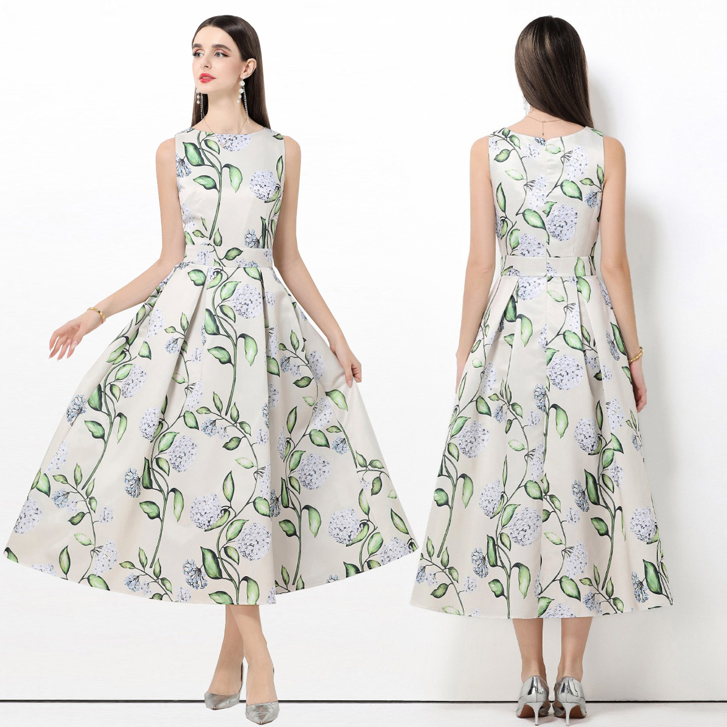 法式英伦风圆领无袖仙女大码走秀礼服长裙好看的彩色大花连衣裙女,女装/女士精品,连衣裙,淘宝优惠券,粉丝福利购,淘宝优惠卷