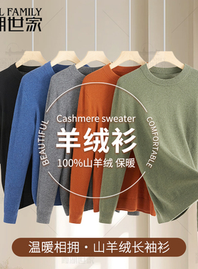 【100%山羊绒】霞湖世家羊绒衫轻奢级软糯亲肤羊绒长袖毛衣 170A