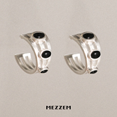 LOPHNE黑玛瑙圆耳钉 MEZZEM 原创小众设计高级感独特精致耳饰