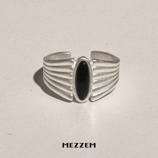 MEZZEM x LOPHNE 复古前卫黑玛瑙开口戒指原创小众设计高级感礼物