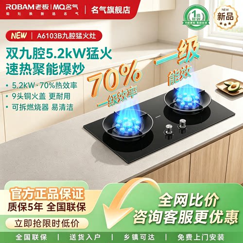 名气燃气灶5.2kW猛火家用煤气灶A6103天然气液化气灶具老板燃气灶