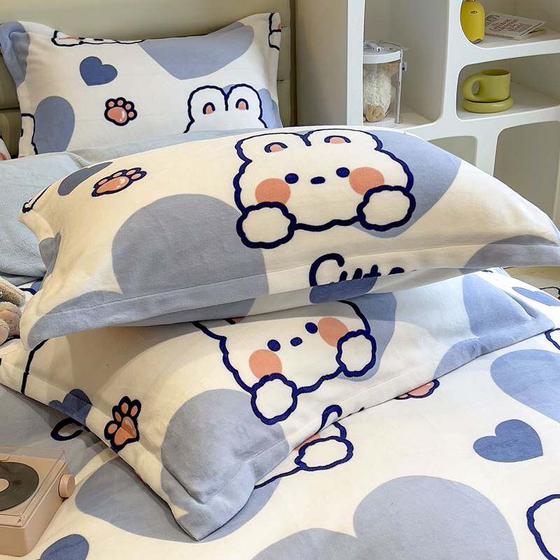 牛奶珊瑚绒枕套一对装48x74cm加厚毛绒枕头套单个枕芯内胆套冬季2