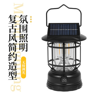 户外太阳能钨丝感应灯超长续航露营灯LED超亮防水家用庭院手提灯