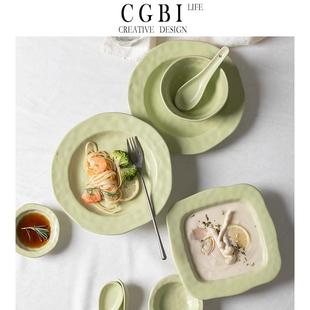 高颜值ins风鱼盘 CGBI 日式 特别好看 盘子家用餐具陶瓷碗碟套装