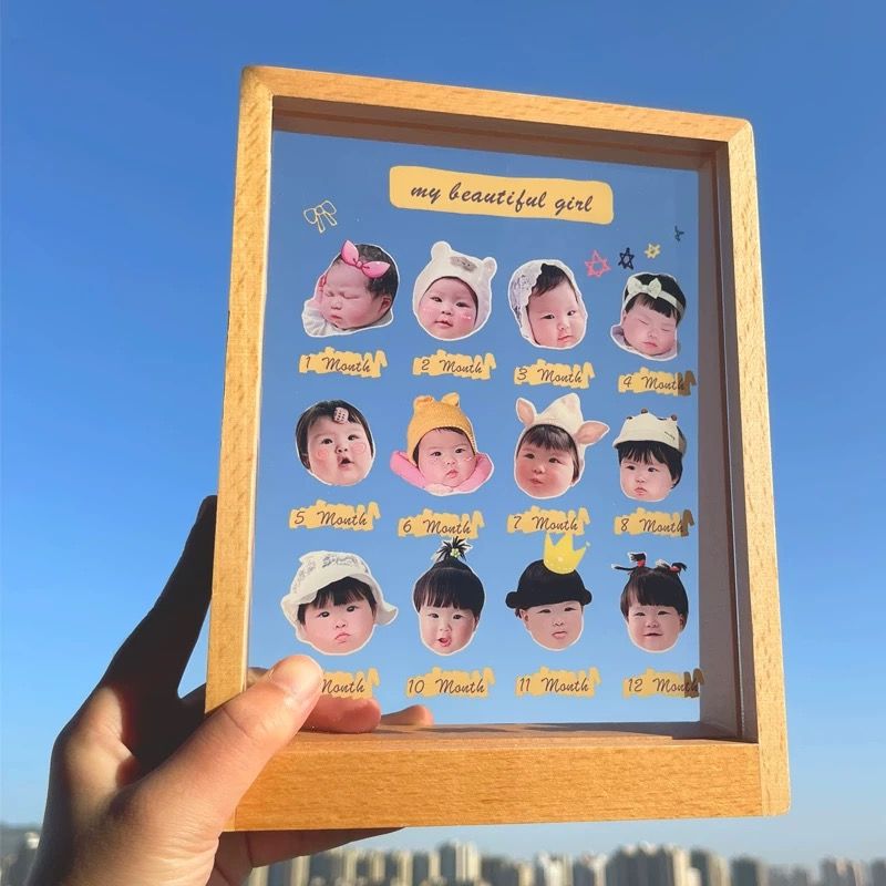 宝宝透明8寸相框新生儿成长记录diy设计满月周岁成长送礼来图定制