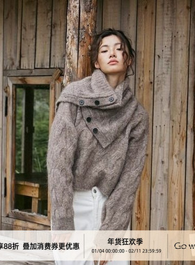 Gowireless【摩卡】羊毛秋冬加厚设计感高领舒适两件套针织毛衣女