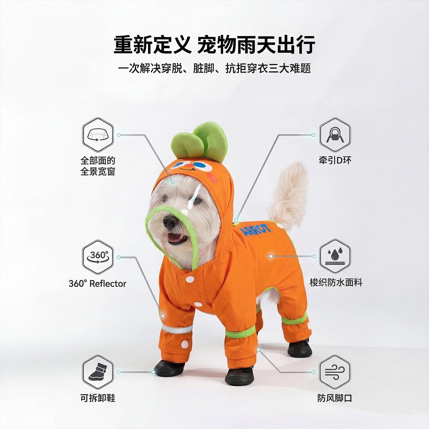 新型狗狗雨衣四脚防水全