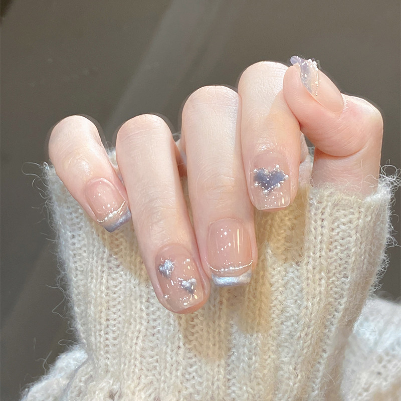 纯手工穿戴甲短款法式猫