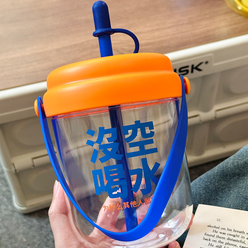 夏天吨吨桶塑料大容量水杯学生便携式背带手提续命水吸管杯子水壶