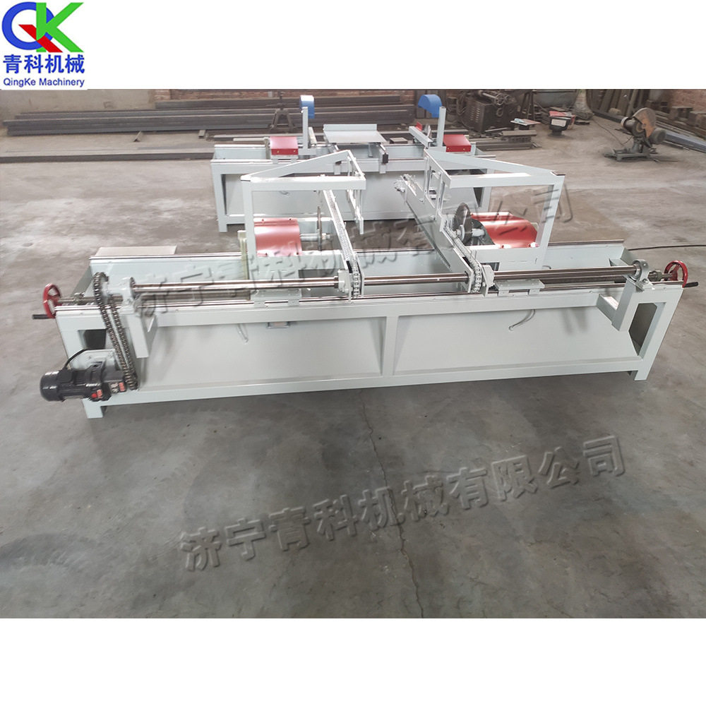 45度自动双端齐头锯 多段断料双头切割锯 方木托盘下料修边锯