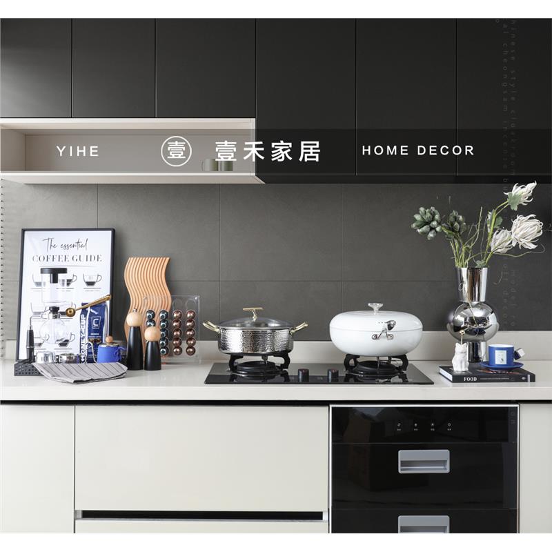 橱柜简约咖啡装饰品厨具锅厨房样板间现代花艺样板房摆件主题软装
