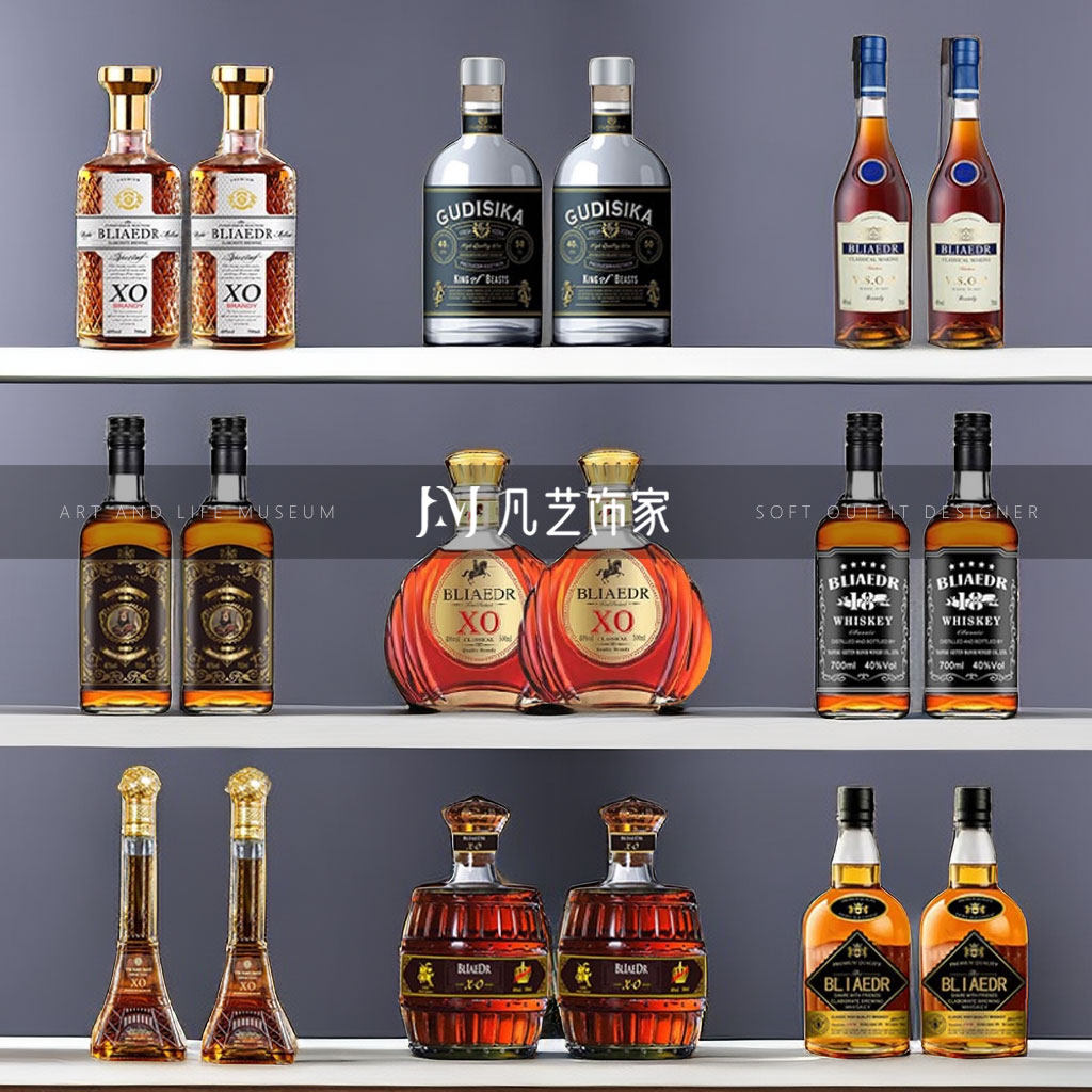样板房间酒柜装饰品摆件售楼处酒店仿真酒XO白兰地洋酒威士忌家居