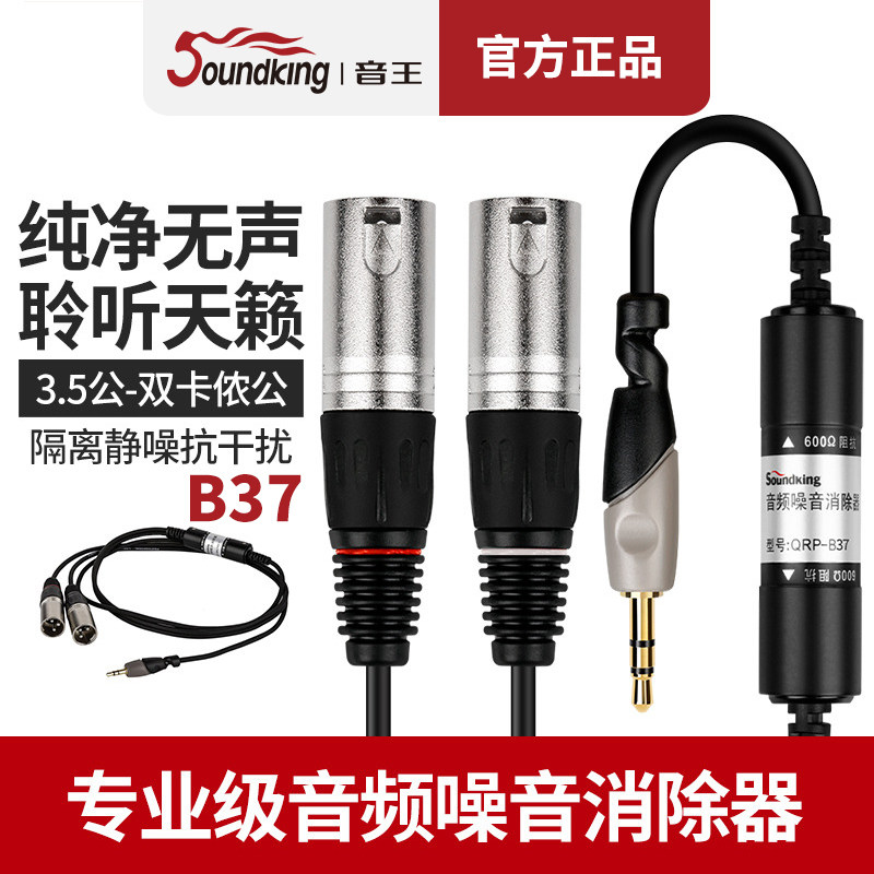 soundking音王噪音消除器降噪器3.5转双莲花转卡侬转6.35音频线