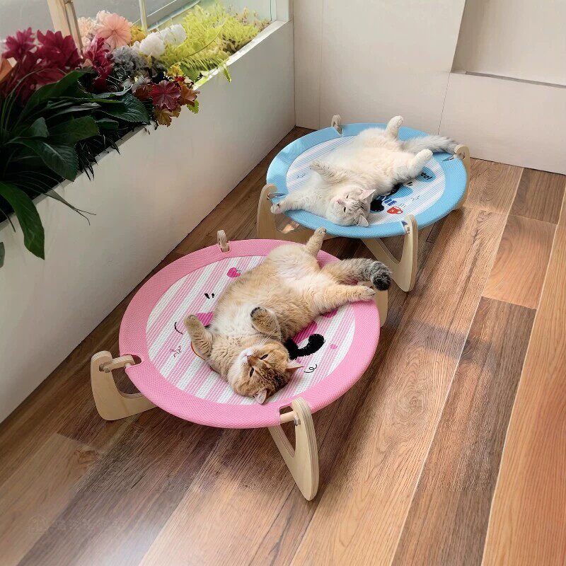 猫窝四季通用透气猫吊床宠物睡垫可拆卸圆形行军床超大号猫咪沙发