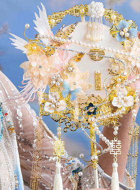 新款新娘团扇结婚出嫁diy材料包喜扇中式手捧花成品双面秀禾婚礼
