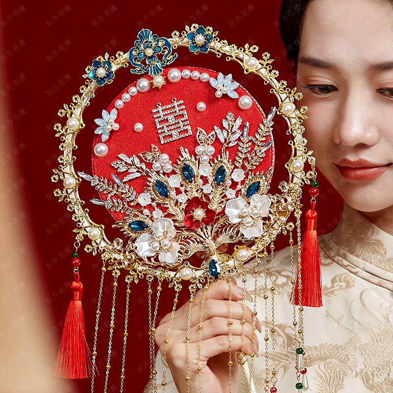 典雅中式新娘团扇喜扇DIY材料包