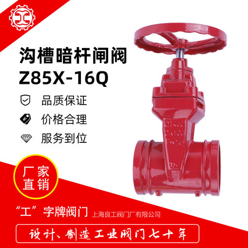 上海良工沟槽闸阀球墨铸铁消防沟槽闸阀Z85X-16Q手动闸阀DN100/80