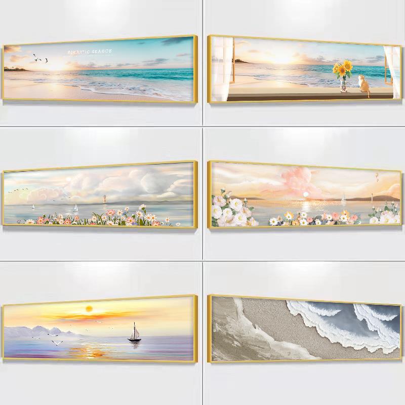 卧室床头装饰画画简约主卧客厅挂画画奶油风墙画画主房间海景高级