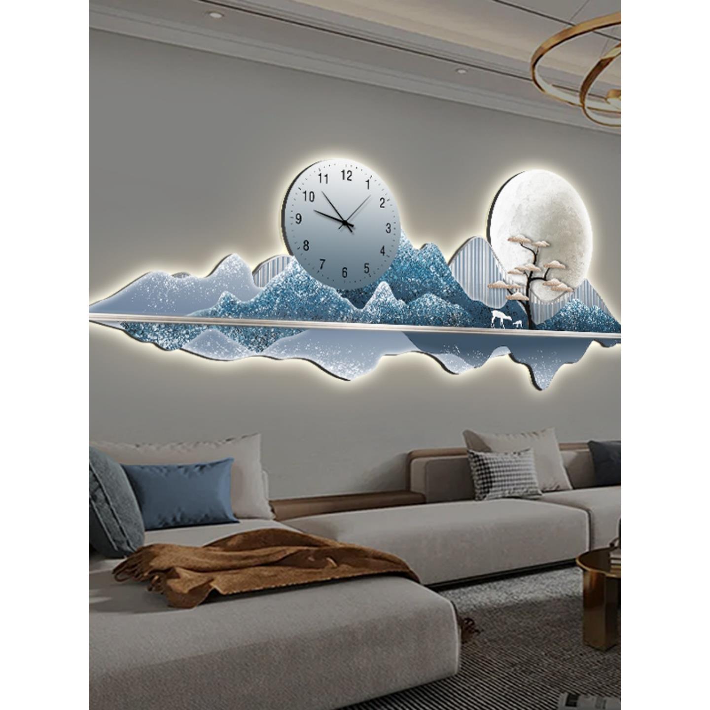 芬兰新款客厅装饰画时钟表家用沙发背景墙壁创意挂钟网红现代简约