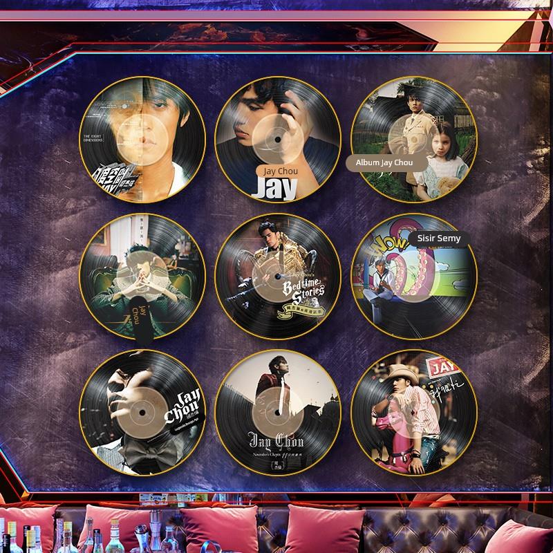 周杰伦装饰画KTV包间背景墙壁装饰酒吧奶茶店挂画JAY黑胶唱片壁画