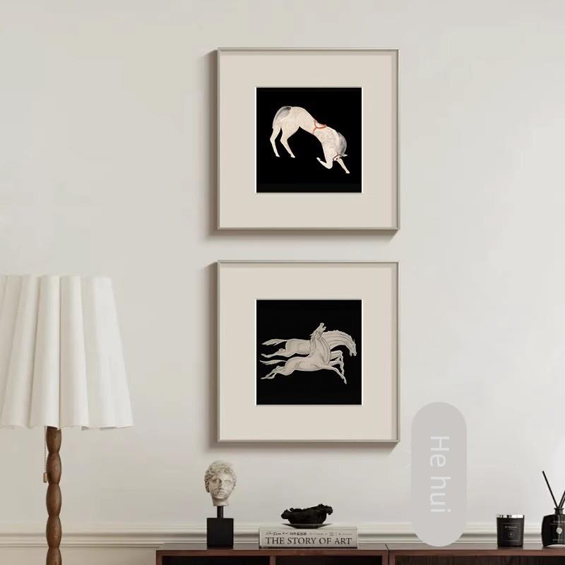 马法式覆古中古艺术黑白客厅装饰画现代简约挂画卧室酒店壁画