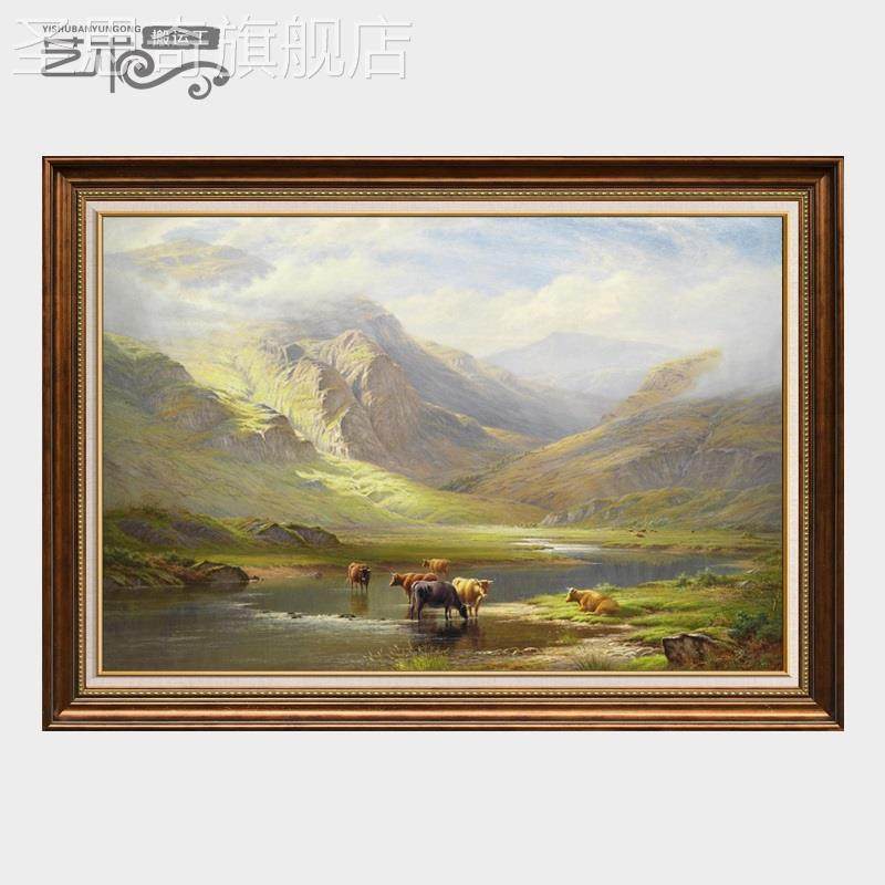 网红界尔世沃特名油画纯手绘美欧式风景山水牛客厅沙发背景墙装饰