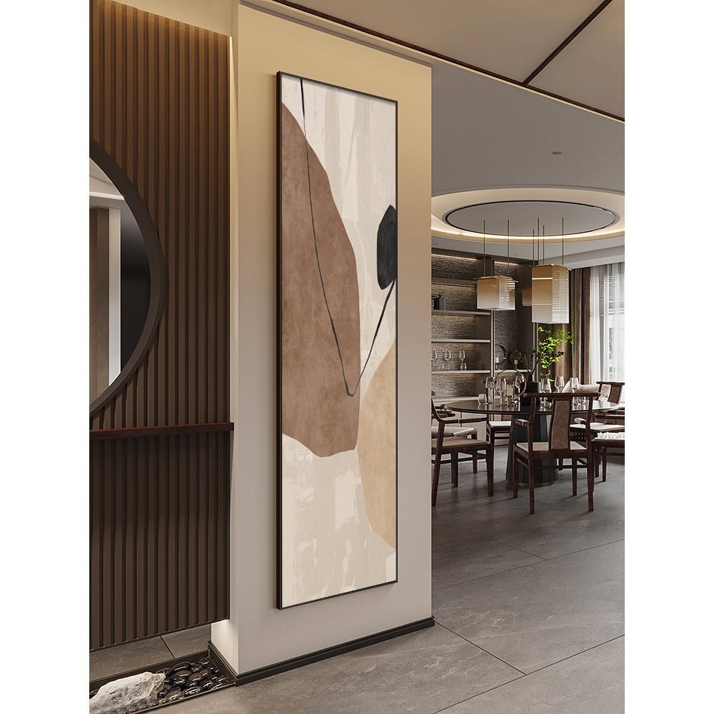 侘寂风长条客厅挂画竖版入户走廊过道壁画艺术玄关装饰画2023新款