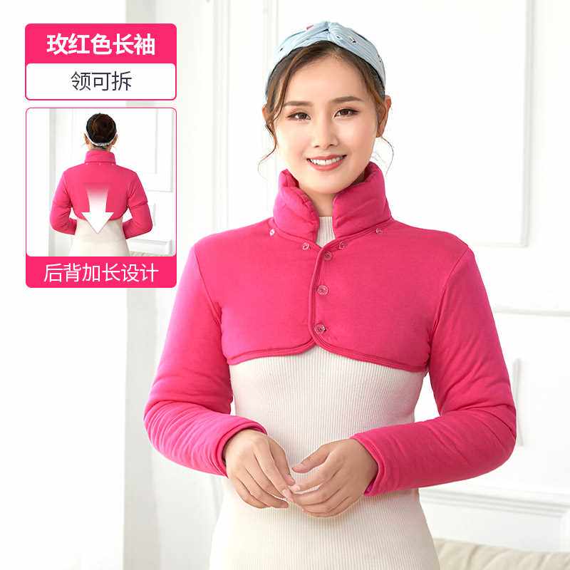 带袖晚上女款夜间保暖衣服半截小棉袄护肩女N护肩膀秋冬哺乳期寒