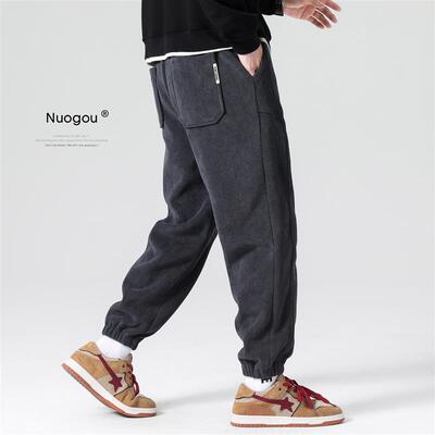 冬季裤子男款雪尼尔宽松运动卫裤秋冬男士加绒加厚灯芯绒休闲长裤