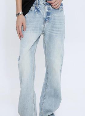 Voguo Relay 水洗蓝微喇叭中腰牛仔裤 韩版男女同款