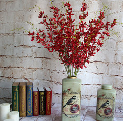 Yuhan 3-ngạnh san hô phong lan mô phỏng nhảy múa phong lan lan dendrobium phong lan mô phỏng phong lan bình hoa hoa lụa lan giả hạc tím cây hoa giả trang trí