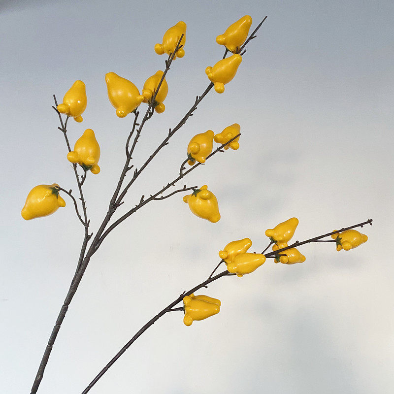 福禄果仿真花大枝牛油果假花摆设餐桌装饰年宵花客厅摆件福桶插花
