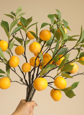 仿真水果5头李子枝装饰摆件