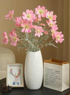 高品质仿真植绒洋甘菊波斯菊 婚庆礼堂家居餐桌装饰花艺摆件绢花