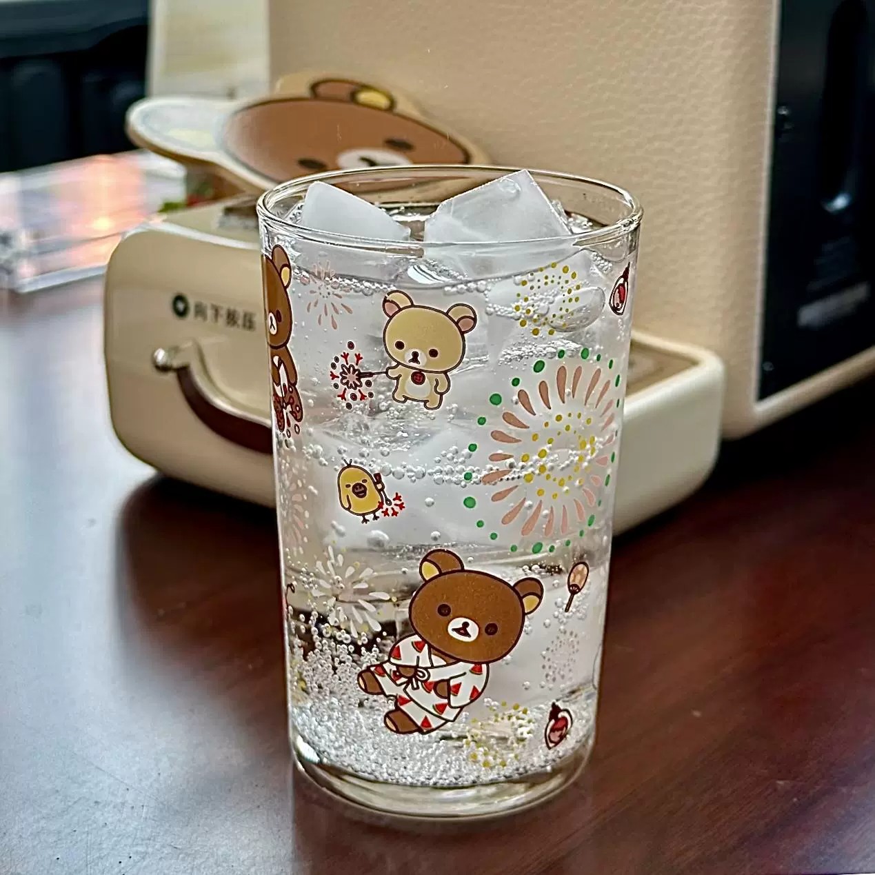 轻松熊中古烟花大会玻璃杯精致昭和时期中古杯咖啡杯水杯饮品杯