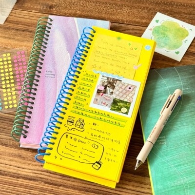 夏日雨林绿彩色线圈本柠檬黄笔记本创意学生加厚便携手账本日记本
