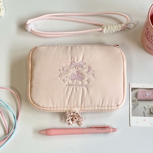 可爱芭蕾兔收纳包少女心文具小卡护照包高颜值外出收纳整理零钱包