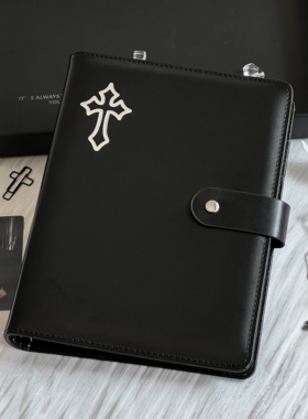 A5暗黑十字架复古PU皮卡册活页相册Y2K3寸小卡追星韩系拍立得收纳