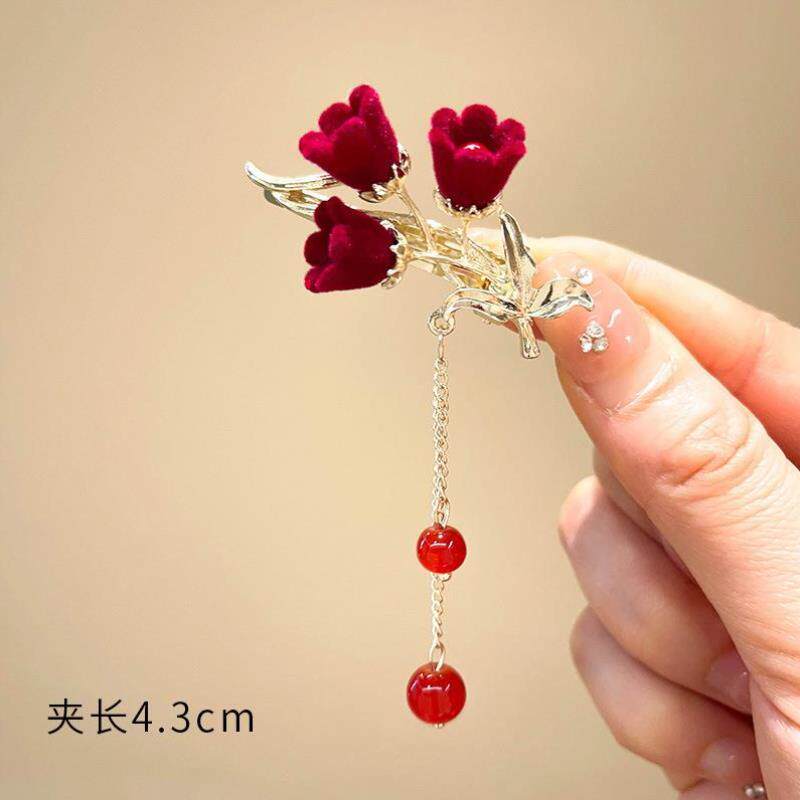 敬酒服头饰新娘红色头花发箍三件套新款简单大气结婚纱礼服发饰品