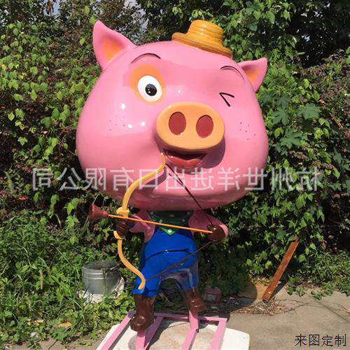 玻璃钢景观小品厂家直销玻璃钢雕塑卡通雕塑玻璃钢粉红猪雕塑