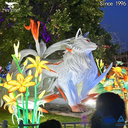 动物工厂山海经神兽高度仿真九尾狐造型逼真机械电动模型玩具