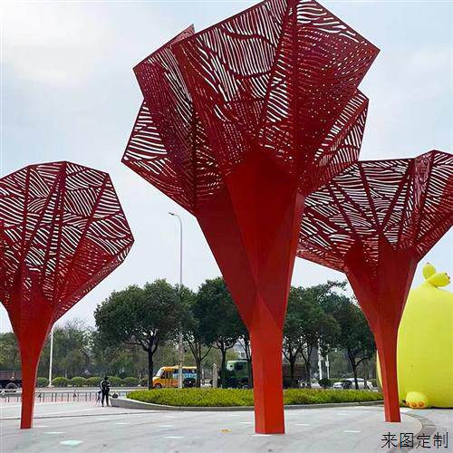 刚结构大树廊架雕塑厂家不锈钢抽象金属铁艺耐候钢铝单板大型景观