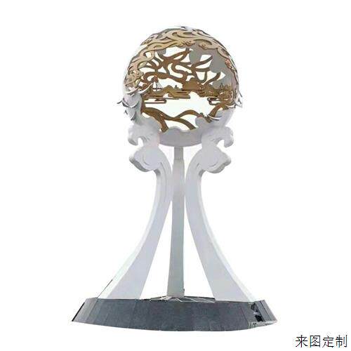大型户外不锈钢雕塑金属拉丝发光烤漆镜面新中式不锈钢雕塑摆件