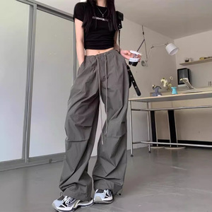 美式复古工装阔腿裤子女