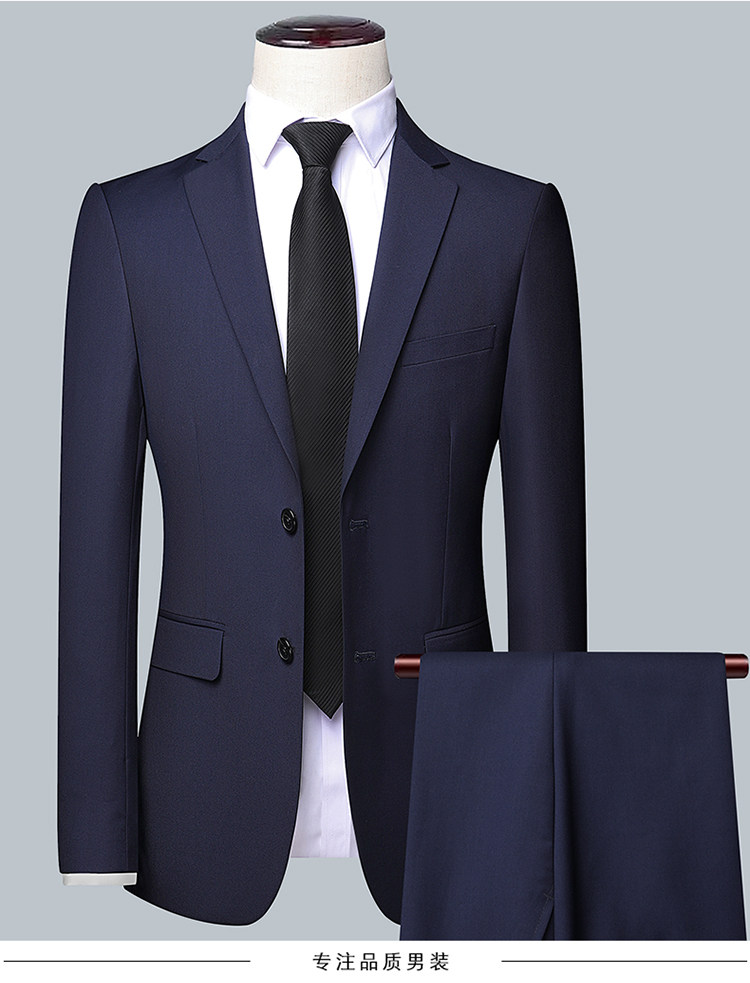 MENS SUIT SUIT BUSINESS PROFESSIONAL FORMAL WEAR KOREAN VERSION SLIM SOLID COLOR CASUAL PROFESSIONAL PLUS SIZE SUIT TWO-PIECE JACKET