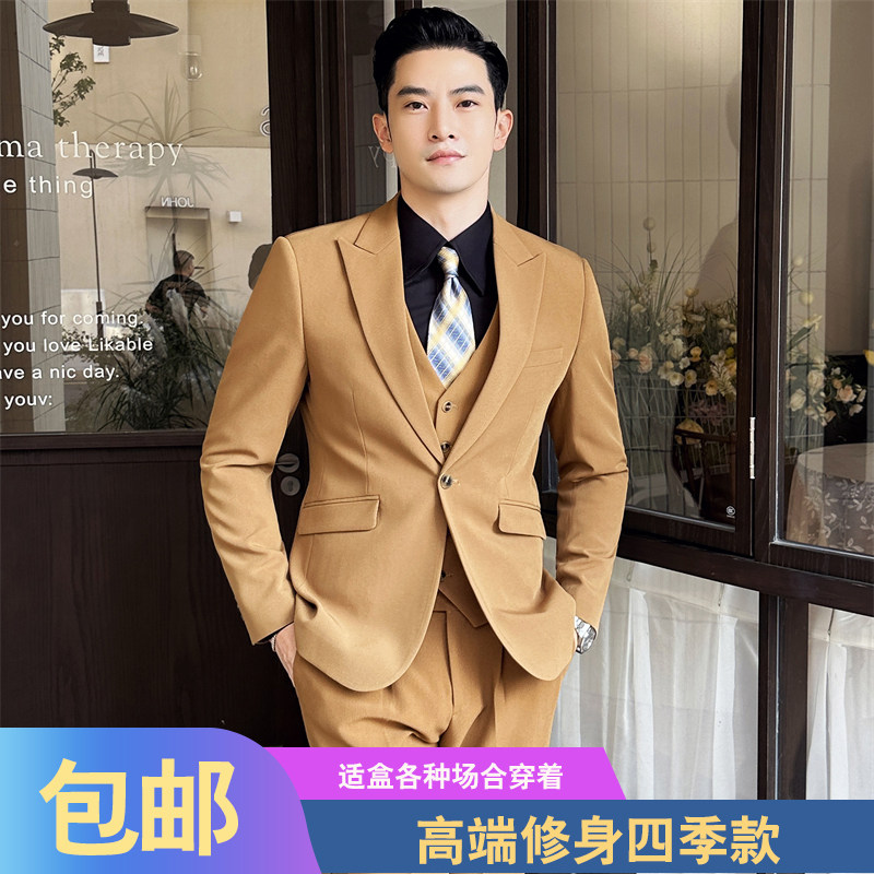 休闲小西装男外套韩版大学生高端商务正装西服套装结婚高级感痞帅
